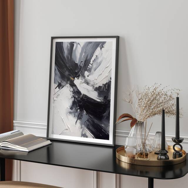 Dynamic Abstract Bold Monochrome Wall Art Print Modern Geometric Poster For Living Room Bedroom Home Decor Gift Minimalist Design - image 1