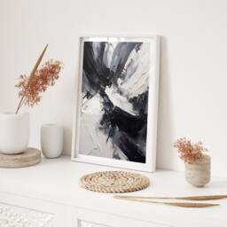 Dynamic Abstract Bold Monochrome Wall Art Print Modern Geometric Poster For Living Room Bedroom Home Decor Gift Minimalist Design - thumbnail 2