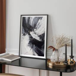 Dynamic Abstract Bold Monochrome Wall Art Print Modern Geometric Poster For Living Room Bedroom Home Decor Gift Minimalist Design - thumbnail 1