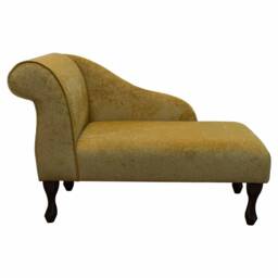 Handmade Yellow Velvet Chaise Longue Queen Anne Style Accent Chair - thumbnail 2