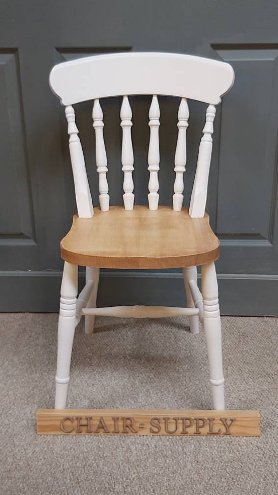 Country Farmhouse Tone Spindle Back Kitchen Dining Chairs Solid