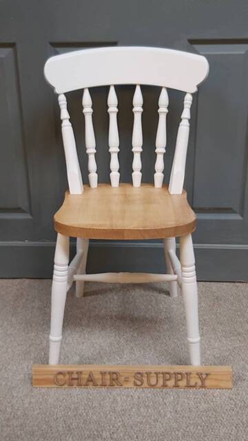Country Farmhouse 2 Tone Spindle Back Kitchen Dining Chairs Solid Beech Painted in Farrow & Ball - image 1