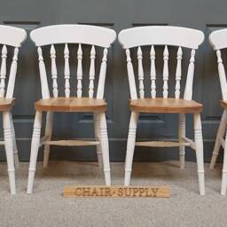Country Farmhouse 2 Tone Spindle Back Kitchen Dining Chairs Solid Beech Painted in Farrow & Ball - thumbnail 2