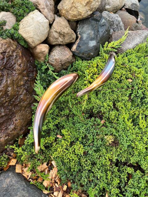 Bronze Sculpture Garden Fish Handmade Welded Metal Art Patina Outdoor Garden Decor - image 1