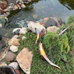 Bronze Sculpture Garden Fish Handmade Welded Metal Art Patina Outdoor Garden Decor - thumbnail 3