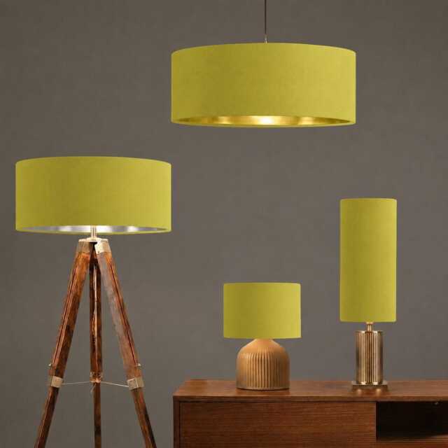 New High Quality Upholstery Bright Olive Green Light Velvet Drum Lamp Shade Pendant All Shapes Sizes Available - image 1