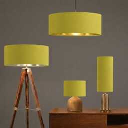 New High Quality Upholstery Bright Olive Green Light Velvet Drum Lamp Shade Pendant All Shapes Sizes Available