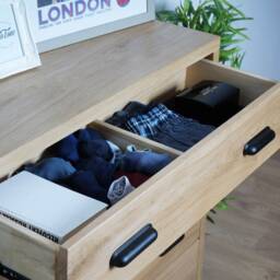 Handmade Oak Chest Of Drawers - Solid Hardwood Matt Black Handleware Clear Finish - thumbnail 3