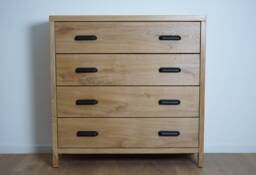 Handmade Oak Chest Of Drawers - Solid Hardwood Matt Black Handleware Clear Finish