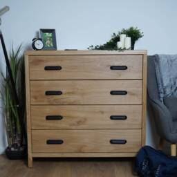 Handmade Oak Chest Of Drawers - Solid Hardwood Matt Black Handleware Clear Finish - thumbnail 2