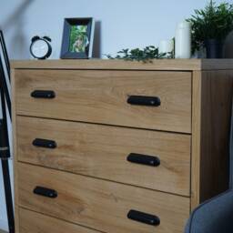 Handmade Oak Chest Of Drawers - Solid Hardwood Matt Black Handleware Clear Finish - thumbnail 4