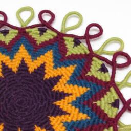 Distinctive 13-Point Star Design Coiled Jute Fiber Wall Hanging with Loop Border - Deep Purple, Goldenrod, Blue, Maroon, Olive Green - thumbnail 3