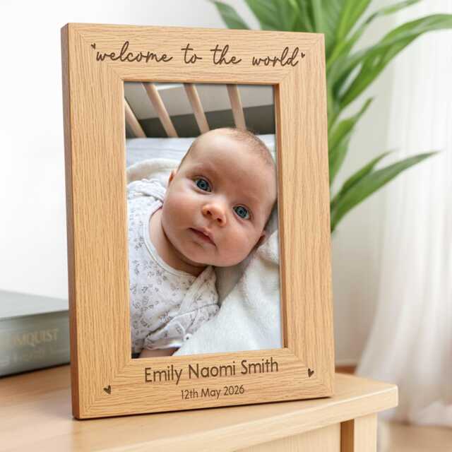 New Baby Photo Frame, Personalised Welcome To The World Picture Frames - image 1