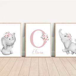 Elephant Nursery Prints, Wall Art, Decor, Girls Nursery, Room Safari Kids - thumbnail 2