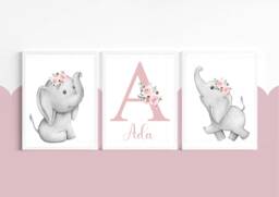 Elephant Nursery Prints, Wall Art, Decor, Girls Nursery, Room Safari Kids - thumbnail 1