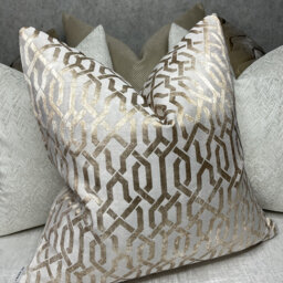 Gold Cushion Cover, Geo Luxury Pillow, Pillow Cover Cut Velvet , Gold - Champagne For Sofa Bed Or Throw. Designer Fabric Handmade