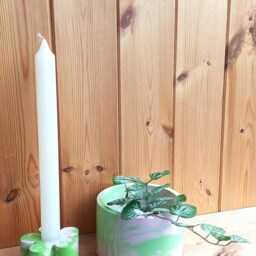 Candlestick Flower For Long Candle, Terrazzo, Marble/Gift Home - thumbnail 4