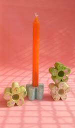 Candlestick Flower For Long Candle, Terrazzo, Marble/Gift Home