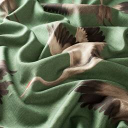 Azzuro Dreamy Half-Linen Fabric With Cranes, Sold By The Meter, Carlucci 6 Colors - thumbnail 3