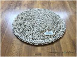 Handmade Crochet Round Rug Braided Cotton Scandinavian Carpet - thumbnail 1
