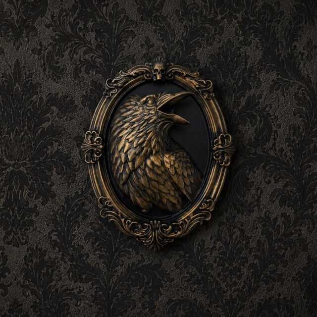 Gothic Raven Wall Frame - Hand-Painted Resin Bird Plaque, Ornate Baroque Decor - image 1
