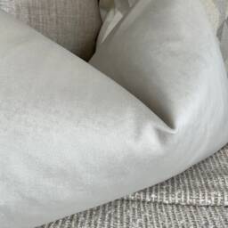 "John Lewis & Partners Fabric Knitted Velvet Cushion Pillow Cover - Greige , 12"" X 20" - thumbnail 2
