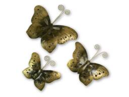 Set Of 3 Metal Butterfly Wall Hanging - Gold - thumbnail 1