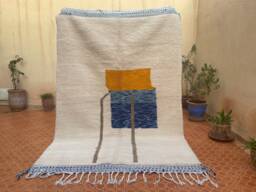 Hand Knotted Wool Berber Rug 6.1 X 9 Ft, Abstract Tribal Design - thumbnail 1