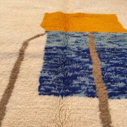 Hand Knotted Wool Berber Rug 6.1 X 9 Ft, Abstract Tribal Design - thumbnail 3
