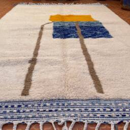 Hand Knotted Wool Berber Rug 6.1 X 9 Ft, Abstract Tribal Design - thumbnail 2