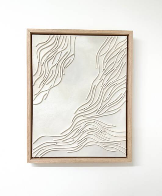 Sculpted 01 - Modern Canvas Art Framed Textured 3D Coastal Unique Neutral Artwork Contemporary Wall Calming - image 1