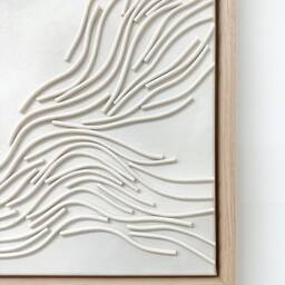 Sculpted 01 - Modern Canvas Art Framed Textured 3D Coastal Unique Neutral Artwork Contemporary Wall Calming - thumbnail 2