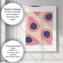Minimalist Pink Avocado Fruit Repeat Pattern Canvas Wall Art Print Decor Picture Ready To Hang - thumbnail 3