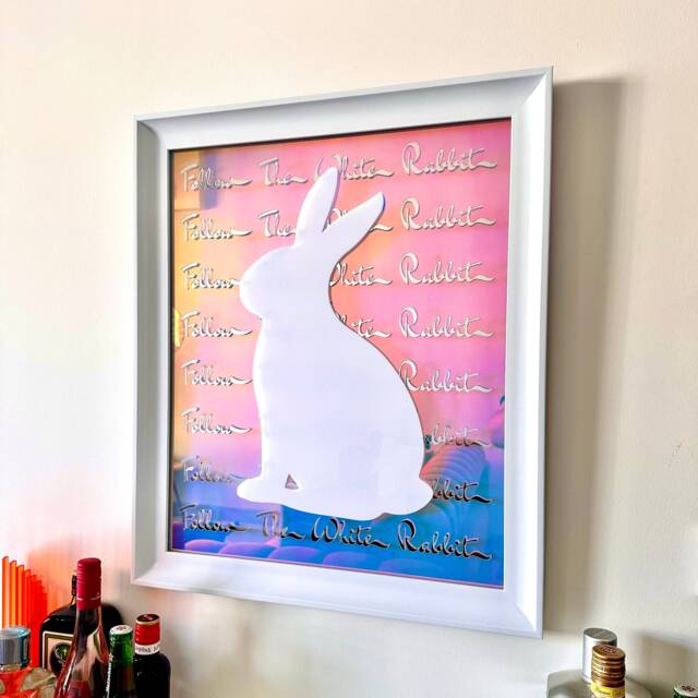 Alice in Wonderland Art Iridescent Acrylic Rabbit Silhouette - Limited Edition - image 1