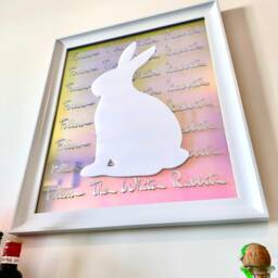 Alice in Wonderland Art Iridescent Acrylic Rabbit Silhouette - Limited Edition - thumbnail 3
