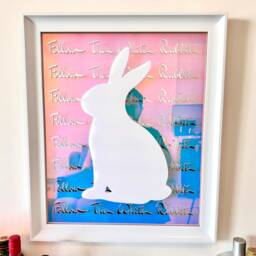 Alice in Wonderland Art Iridescent Acrylic Rabbit Silhouette - Limited Edition - thumbnail 2