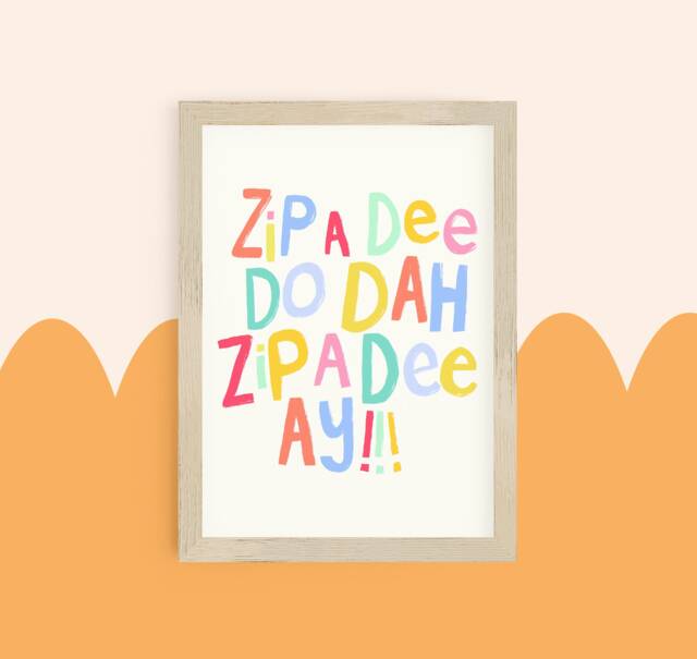 Zip A Dee Do Dah Print Playful Kids Room Wall Art - image 1