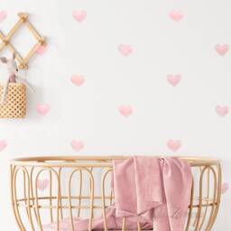 Premium Fabric Wall Decal, Pink Hearts, Nursery Wall Decal, Watercolor Hearts Nursery Sticker, Heart Stickers - thumbnail 2