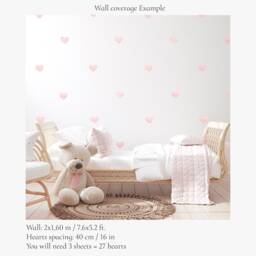 Premium Fabric Wall Decal, Pink Hearts, Nursery Wall Decal, Watercolor Hearts Nursery Sticker, Heart Stickers - thumbnail 4