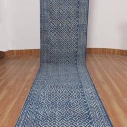 Handmade Blue Cotton Runner Rug Indian Block Print, Garden & Yoga - thumbnail 2
