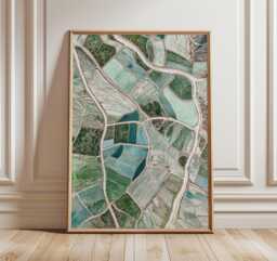 Aerial Farmland Wall Art Print, Modern Landscape Poster With Green Fields, Nature Inspired Earth View Decor, Contemporary Home Artwork - thumbnail 1