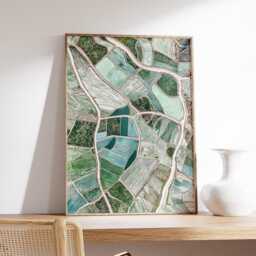 Aerial Farmland Wall Art Print, Modern Landscape Poster With Green Fields, Nature Inspired Earth View Decor, Contemporary Home Artwork - thumbnail 2