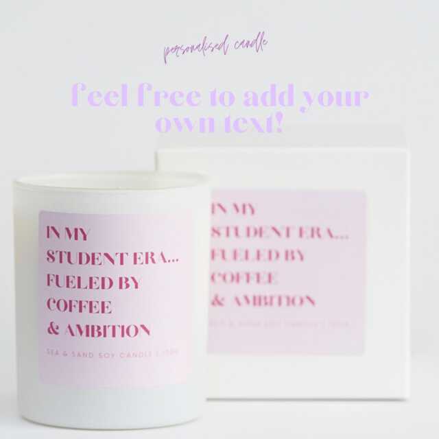 Pink Candle Personalised For Students & More 20Cl/150G Refillable Cotton Wick Gift Her Him Boxed & Refill Candles - image 1