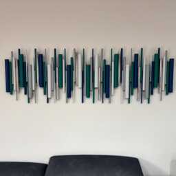 Teal & Blue Wall Sculpture - Bold Modern Wood Art - thumbnail 2