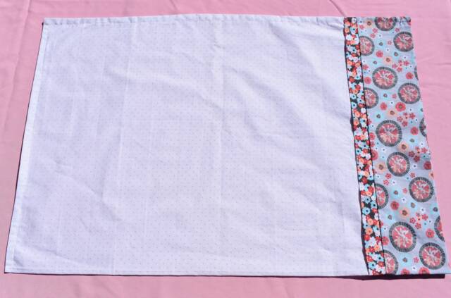 Pink Polka Dot Pillowcase With Packed Flower & Floral Pinwheel Patterned Cuff - image 1
