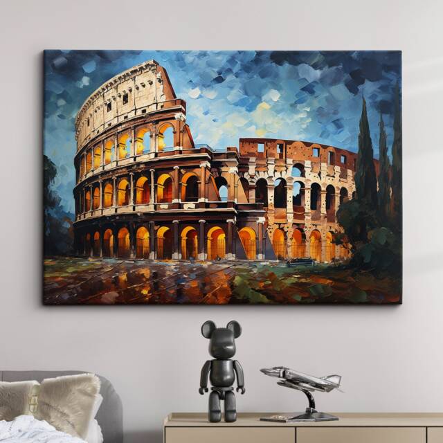 The Colosseum Of Rome Abstract Oil Painting Van Gogh Style Wall Art, Framed Canvas Poster Print, Home Kitchen Office Room Decor, Gifts - image 1