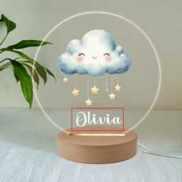 Personalised Cloud Light For Kids Led Desk Table Lamp Nursery Night Gifts Girls Children Birthday 7 Colours Flashing - thumbnail 4