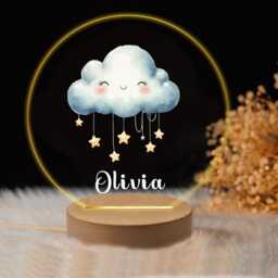 Personalised Cloud Light For Kids Led Desk Table Lamp Nursery Night Gifts Girls Children Birthday 7 Colours Flashing