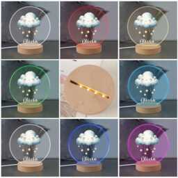 Personalised Cloud Light For Kids Led Desk Table Lamp Nursery Night Gifts Girls Children Birthday 7 Colours Flashing - thumbnail 2