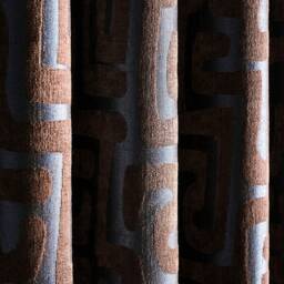 Blue Brown Geometric Chenille Curtain Panel Custom Modern Drapes - thumbnail 4